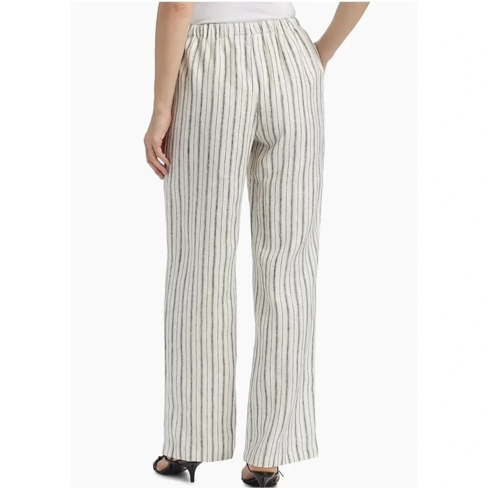 NWT Reformation Olina Linen Pants Elsie Stripe Cream Gray Medium